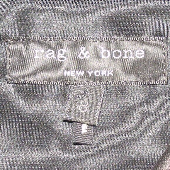 RAG & BONE Basha Dress, 8, Black Leather Trim, Navy Semi-sheer, Fit & Flare - Picture 11 of 14